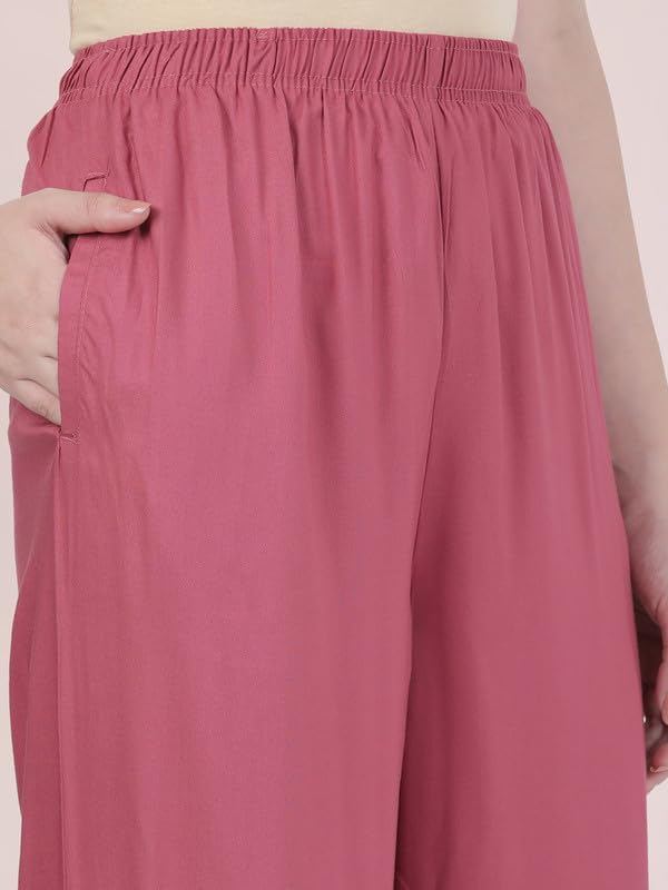 GO COLORS Women's Light Wine Palazzo Trousers - Image 5
