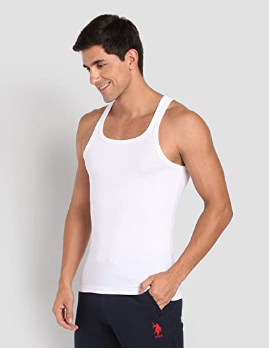U.S. POLO ASSN Mens Cotton Ribbed Vest - White - Image 2