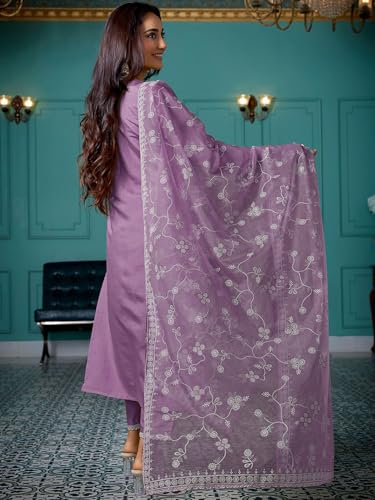 SHIENZY Women's Embroidered Kurta Pant Dupatta - Image 4