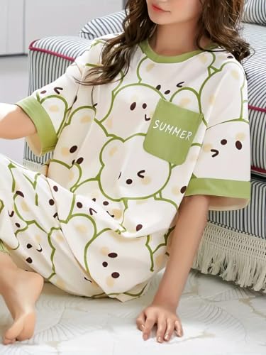 LOUIS LUXE Women's Printed Night Suit - Green - Image 3