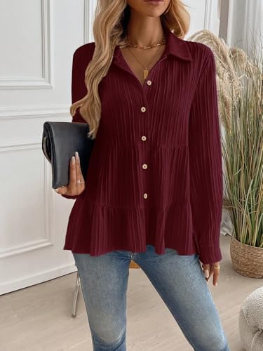TOPLOT Maroon Button-Up Tunic Top for Women - Image 2