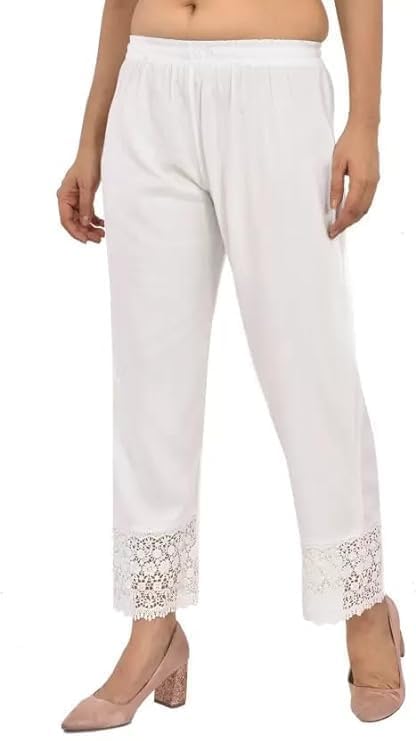 GarbGlide Women's Viscose Rayon Palazzo Trouser - White