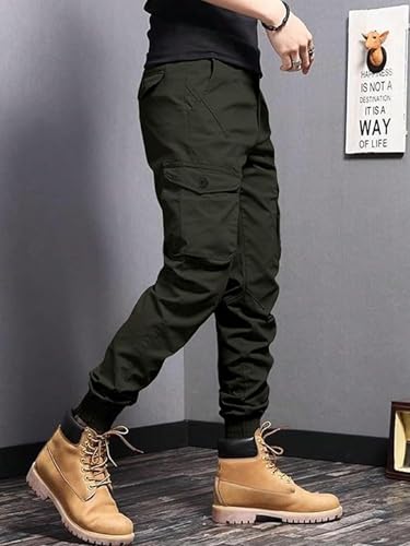 Lymio Men's Olive Green Cargo Pants - Image 3