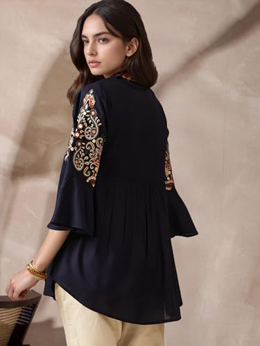 Bee Pee Women Navy Embroidered Kurti - Image 3