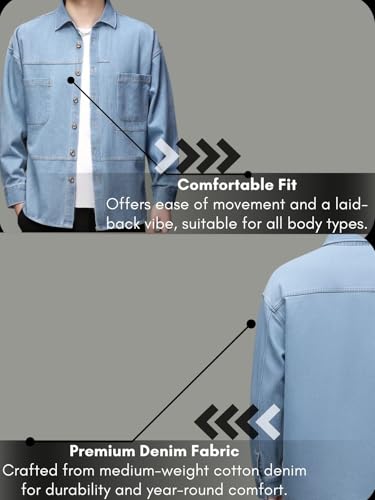 Denim Shirt for Men - Blue - Image 4