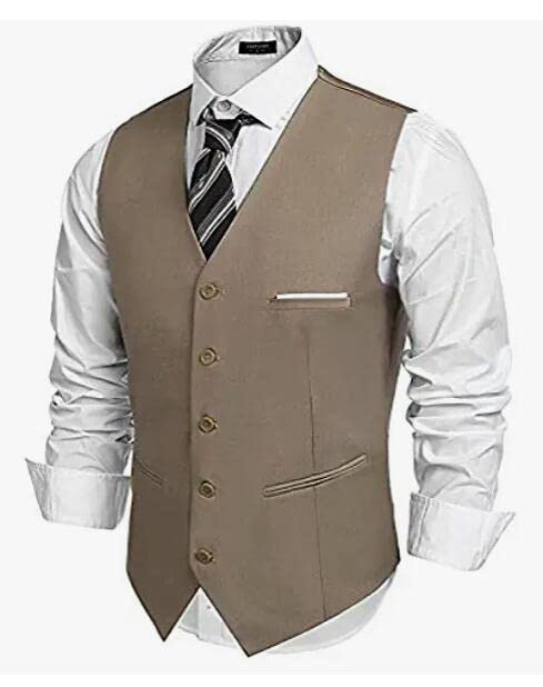 GarbGlide Men's Business Suit Vest - Beige - Image 3