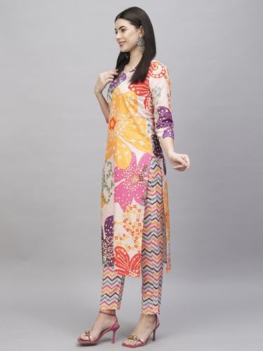 ANNI Women Cotton Blend Kurta with Pant - White - Image 3