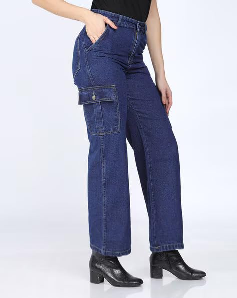 ADBUCKS Women High Rise Cargo Jeans - Image 3