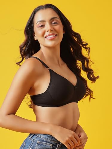 Clovia Women's Cotton Non-Padded T-Shirt Bra - Black - Image 4