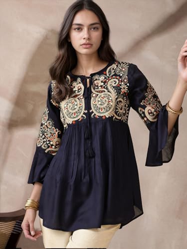 Bee Pee Women Navy Embroidered Kurti - Image 4