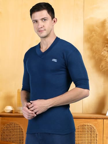 Lux Cottswool Men's V-Neck Thermal Top - Blue - Image 2