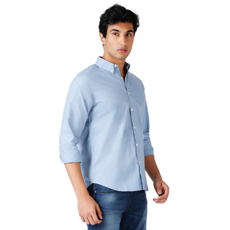 MARK & ALBERT Men's Solid Slim Fit Cotton Shirt - Image 4