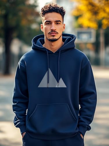 NOBERO Men's Cotton Blend Hooded Sweatshirt - Navy Blue - Image 2