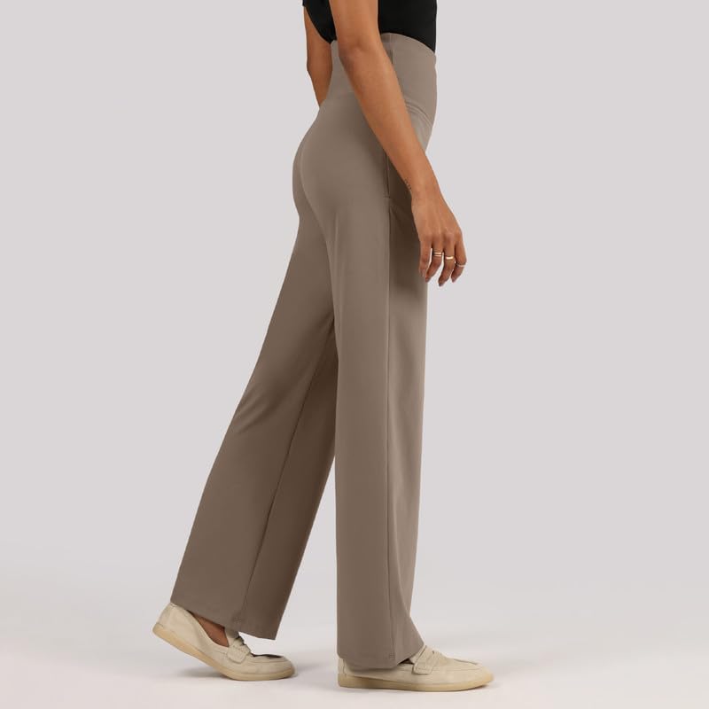 BlissClub Women's Wide Leg Pants - Ribbed Waistband - Image 3