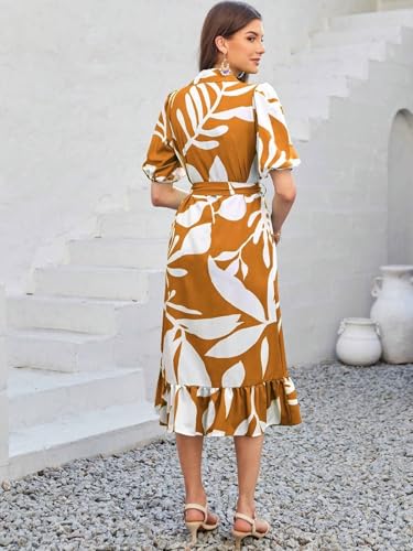 Yellow Floral Midi Dress for Women - Image 2