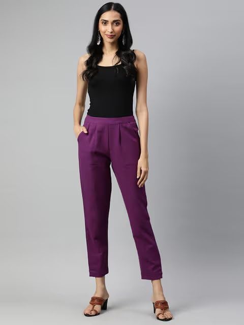 DIGITAL Women Cotton Trouser Pant - Purple - Image 5