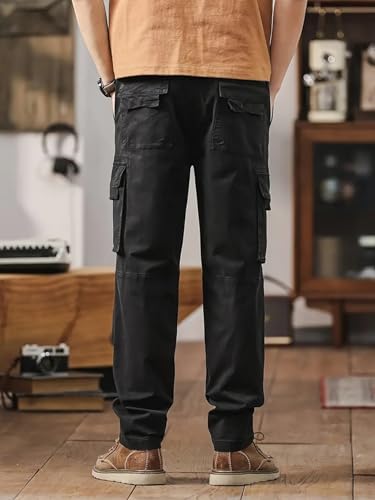 Lymio Men's Cotton Cargo Pants - Black - Image 3