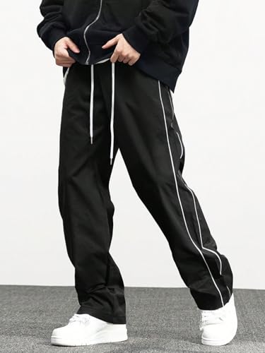 GRECIILOOKS Black Baggy Track Pants for Men - Image 3