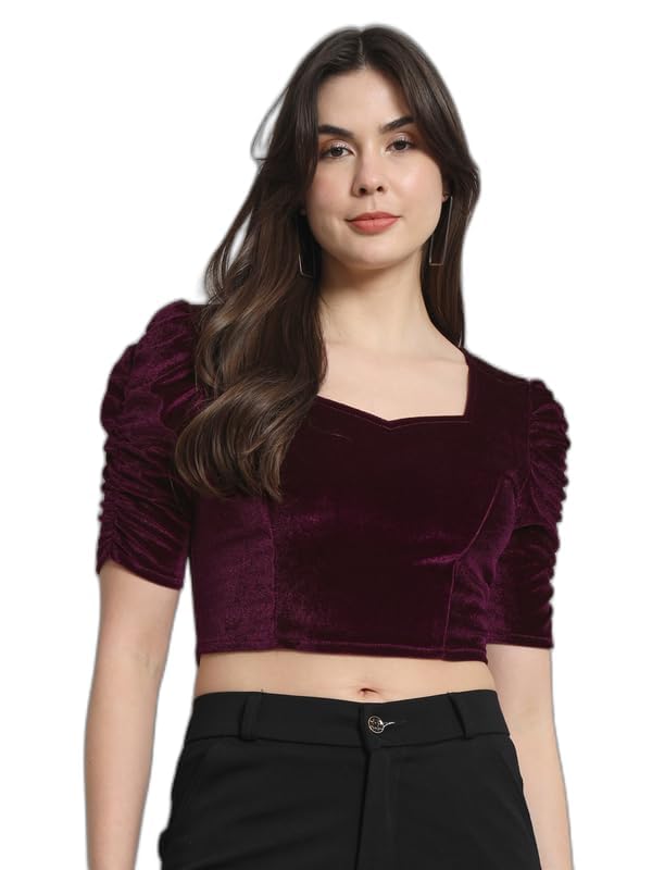 Vaararo Velvet Blouse for Women - Wine