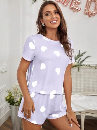 Lavender Printed Cotton Night Suit for Women - Image 3