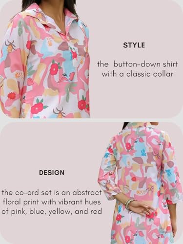 Leriya Fashion Women's Rayon Floral Western Coord Set - Pink - Image 4