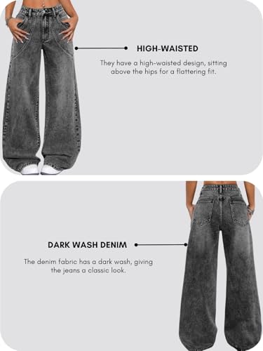 Greciilooks High-Waist Baggy Jeans for Women - Grey - Image 4