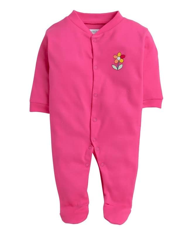 SMILEY Baby Rompers Full Sleeve Sleepsuits - Dark Pink - Image 4