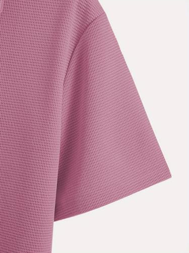 TAGDO Men's Pink Waffle Knit Polo T-Shirt - Image 3