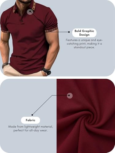 GRECIILOOKS Men's Polo T Shirt - Maroon - Image 4