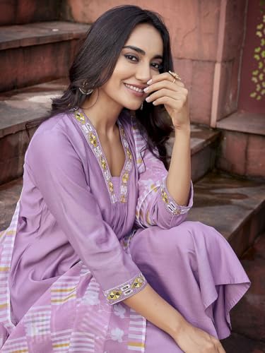 SHIENZY Women's Embroidered Kurta Pant with Dupatta - Image 3