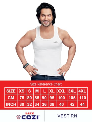 Lux Cozi Men's White Cotton Sleeveless Vest - Image 2