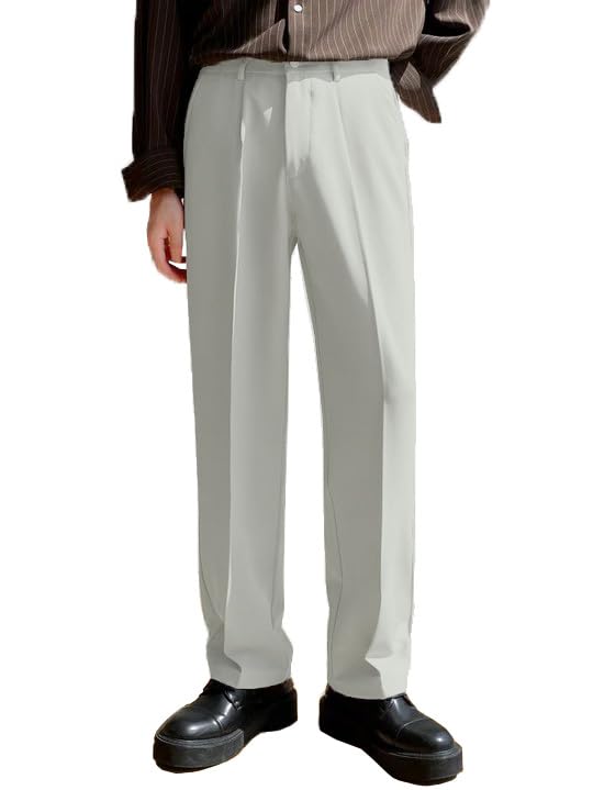 KARGEENS Loose Korean Baggy Formal Pants for Men - Light Green