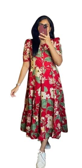 GarbGlide Women's Floral Print Rayon Anarkali Kurta