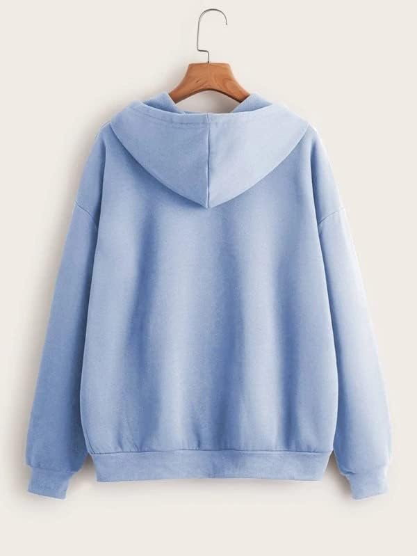 LLL FASHION Women's Cotton Zipper Hoodie Sweatshirt - Sky Blue - Image 2