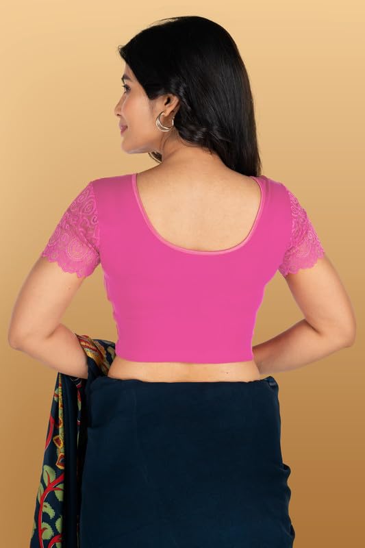 Abhi Cotton Saree Blouse for Women - Half Net Sleeves - Image 2