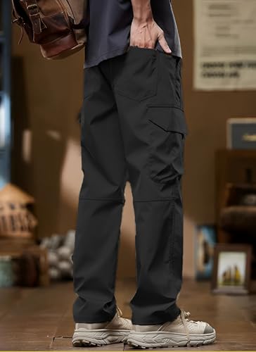 Lymio Men Cotton Cargo Pants - Black - Image 4