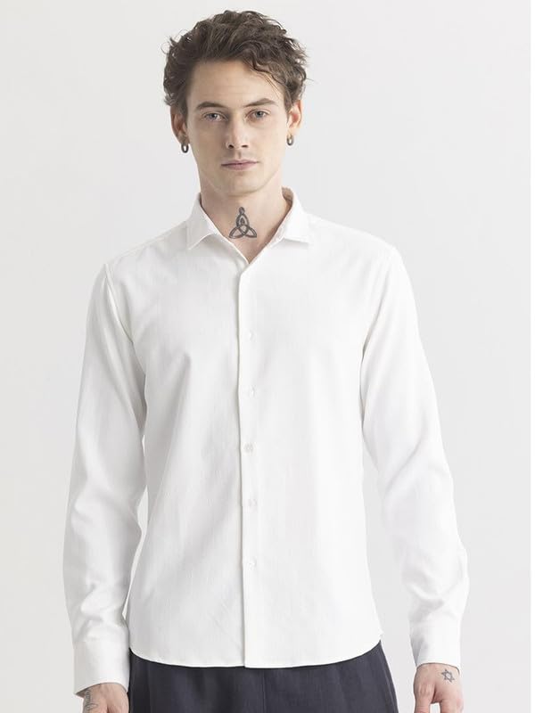 GarbGlide Men's Cotton Casual Shirt - Ivory White - Image 4