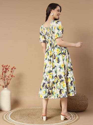 KZULLY Women Crepe A-Line Midi Dress - White - Image 4