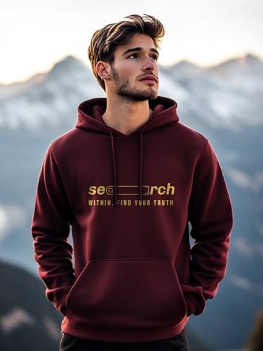 NOBERO Men's Cotton Blend Hooded Sweatshirt - Maroon - Image 2