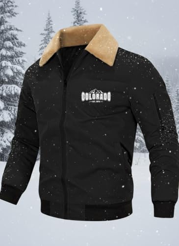 GLASGO Men's Sherpa Lined Bomber Jacket - Black - Image 2