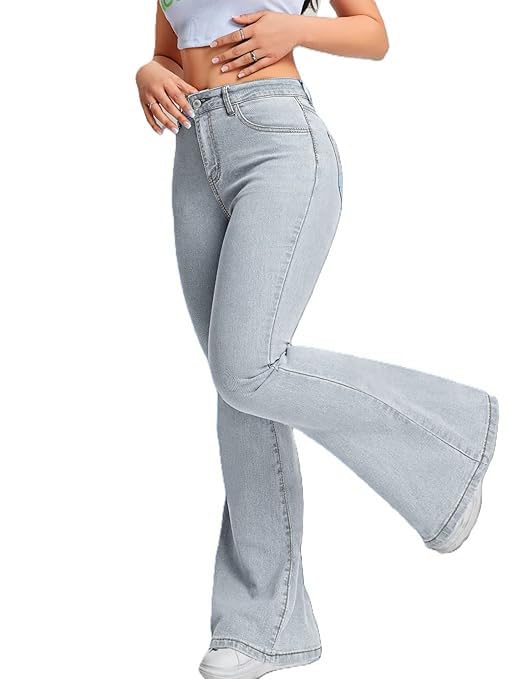 ADBUCKS Women's Grey Bootcut Jeans