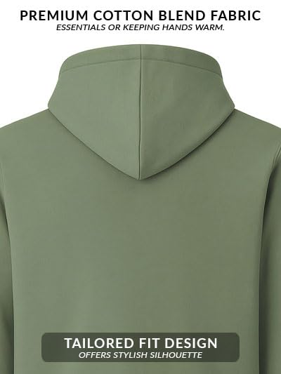 ADRO Mens Cotton Zipper Hoodie Sweatshirt - Pista - Image 3