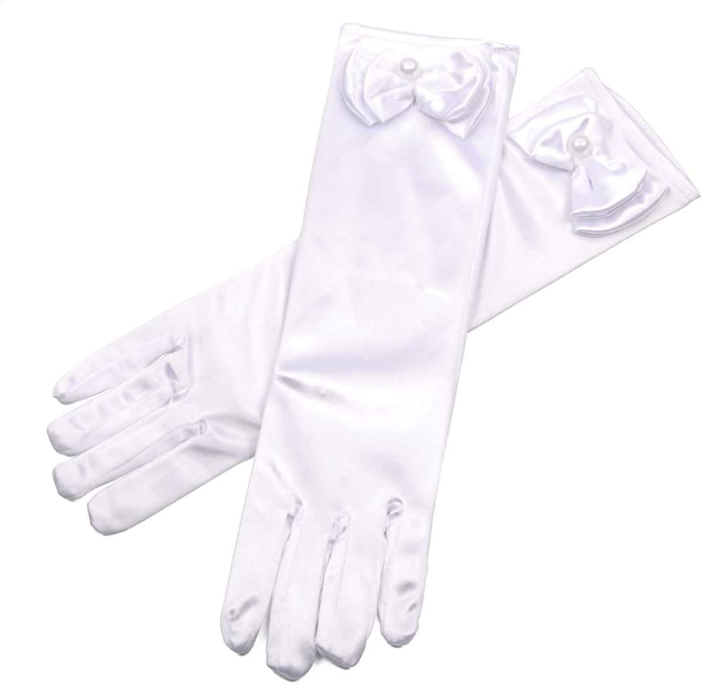 FancyDressWale Girls Satin Gloves - White - Image 2
