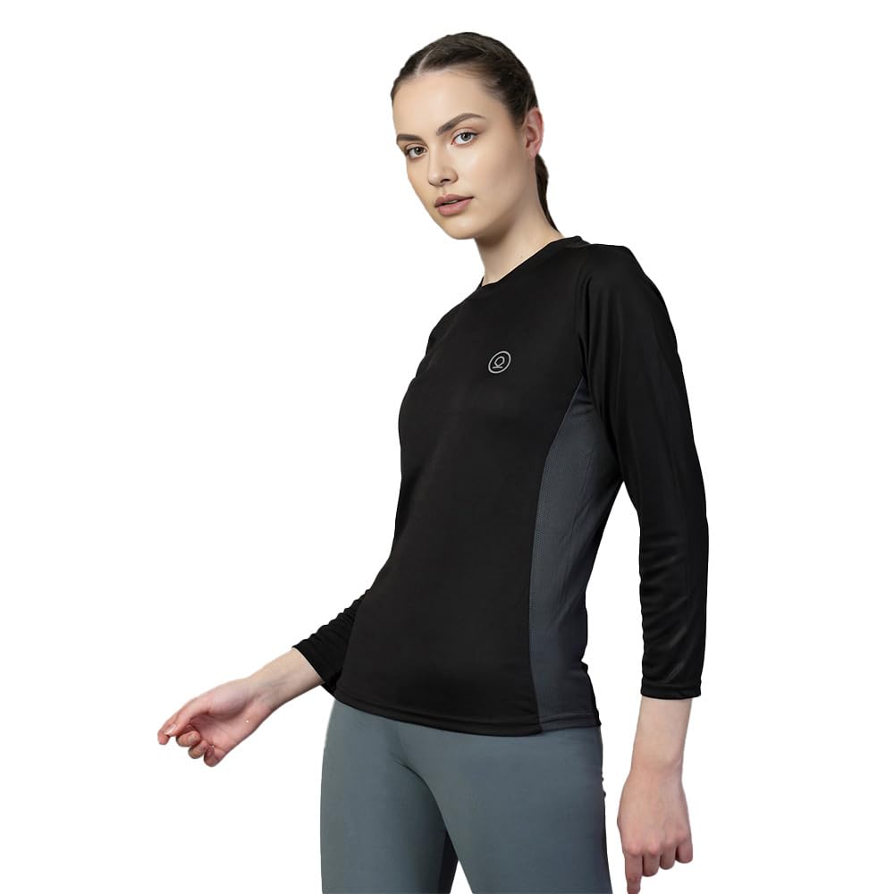 CHKOKKO Women's Black Quick Dry Sports T-Shirt