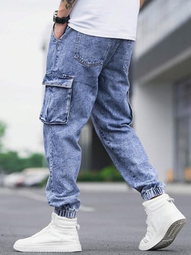 Lymio Men's Baggy Denim Jeans - Blue - Image 2