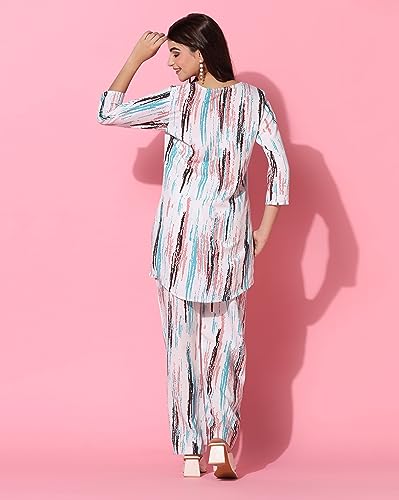 TOPLOT Women's Kurta Set - White - Image 3