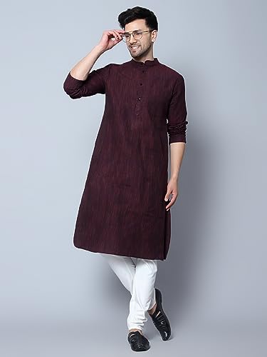 LATEST CHIKAN Maroon Textured Kurta for Men - Image 2