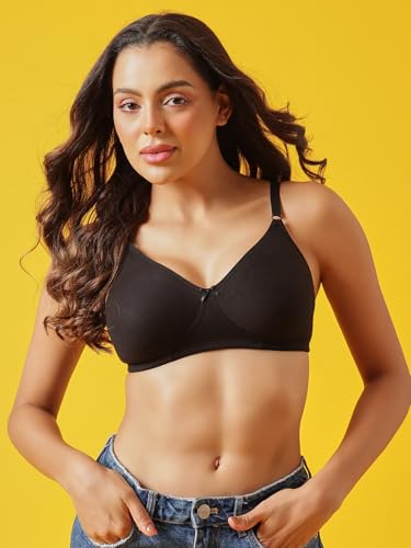 Clovia Women's Cotton Non-Padded T-Shirt Bra - Black - Image 2