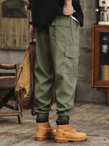 Lymio Men Mid Rise Cargo Pants - Green - Image 4