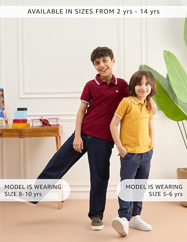 Symbol Boy Polo T-Shirt - Maroon Mustard - Image 2